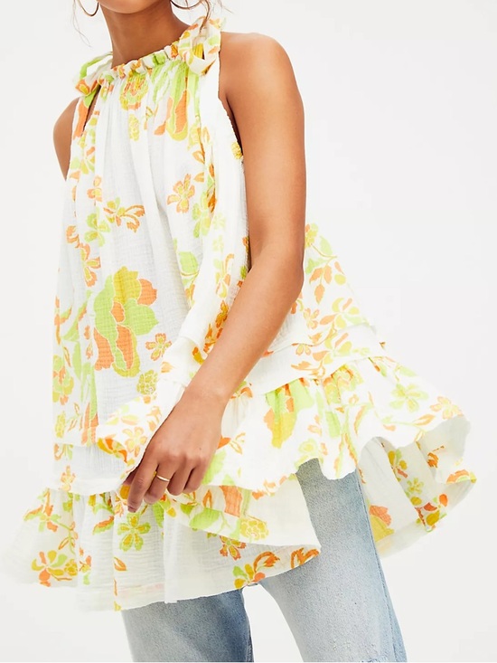 Free People Tops - Free People "Sleeveless Wildflower" Floral Tunic Top (or Mini Dress)  size M
